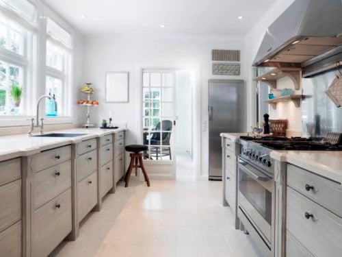 beautiful kitchen with new hardware and flooring