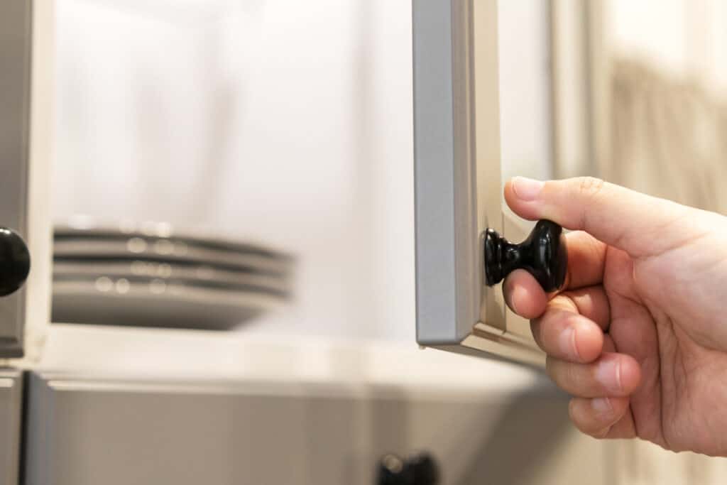 closeup of kitchen cabinet knob