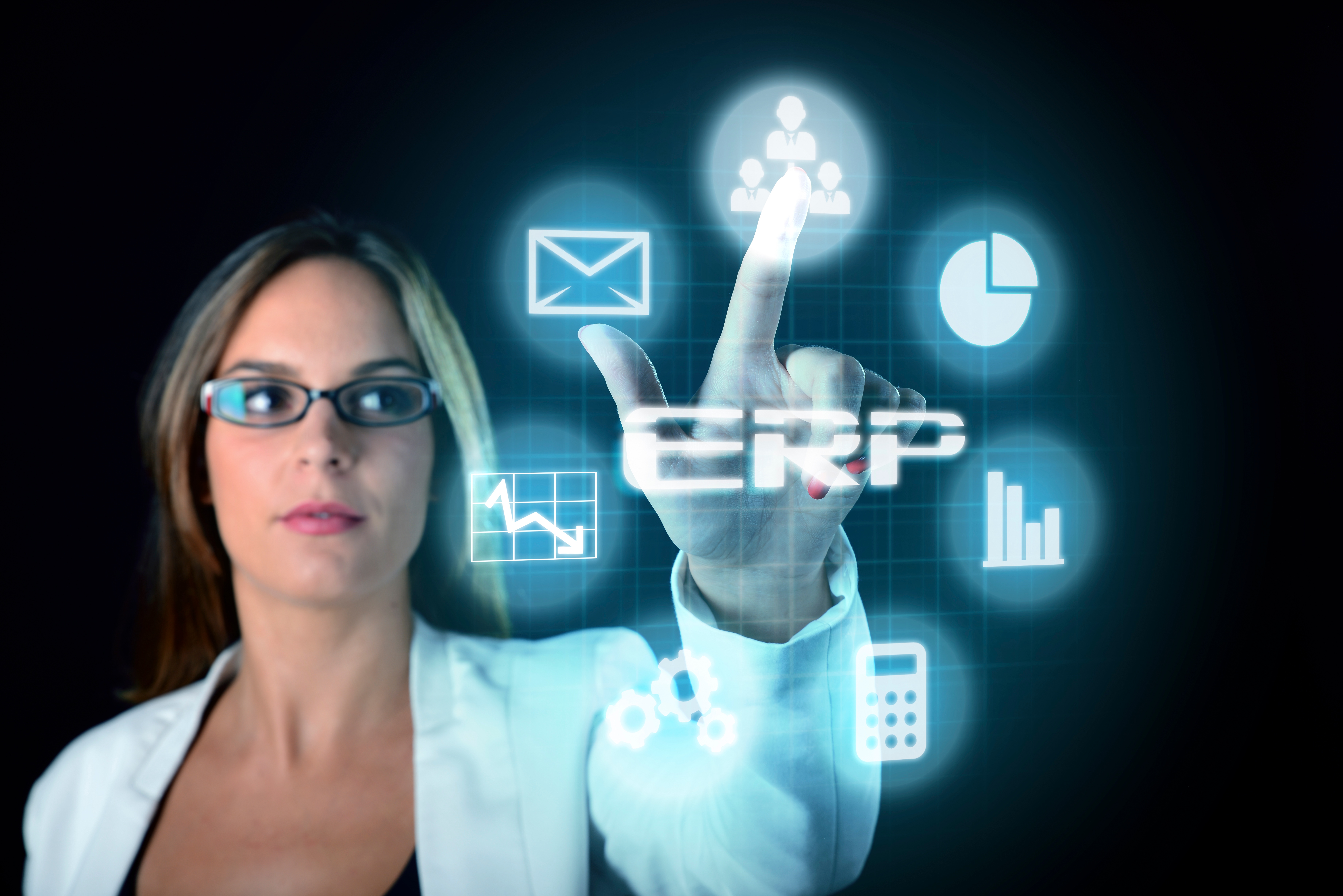 business woman choosing erp requirements