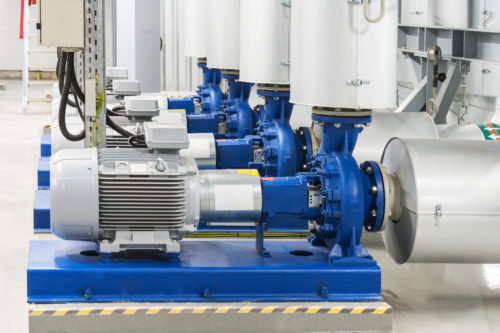 Rotary valves and water pumps in a large power plant