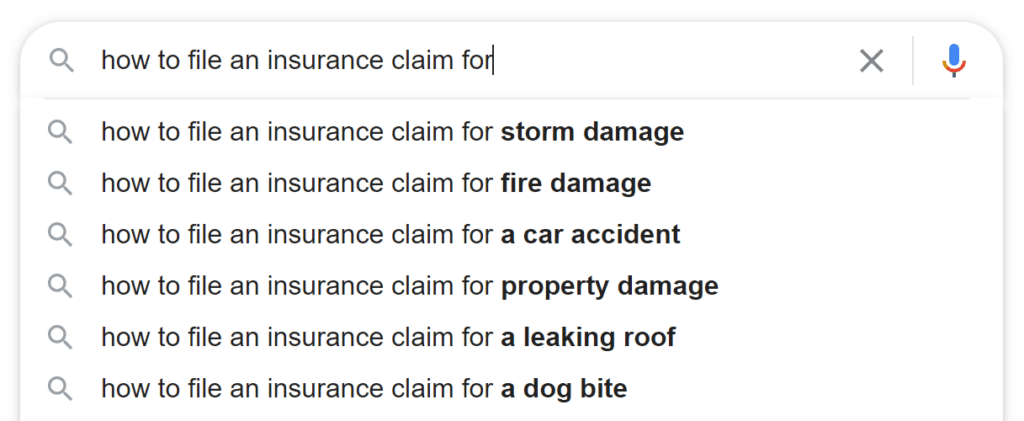 a web search for how to file an insurance claim